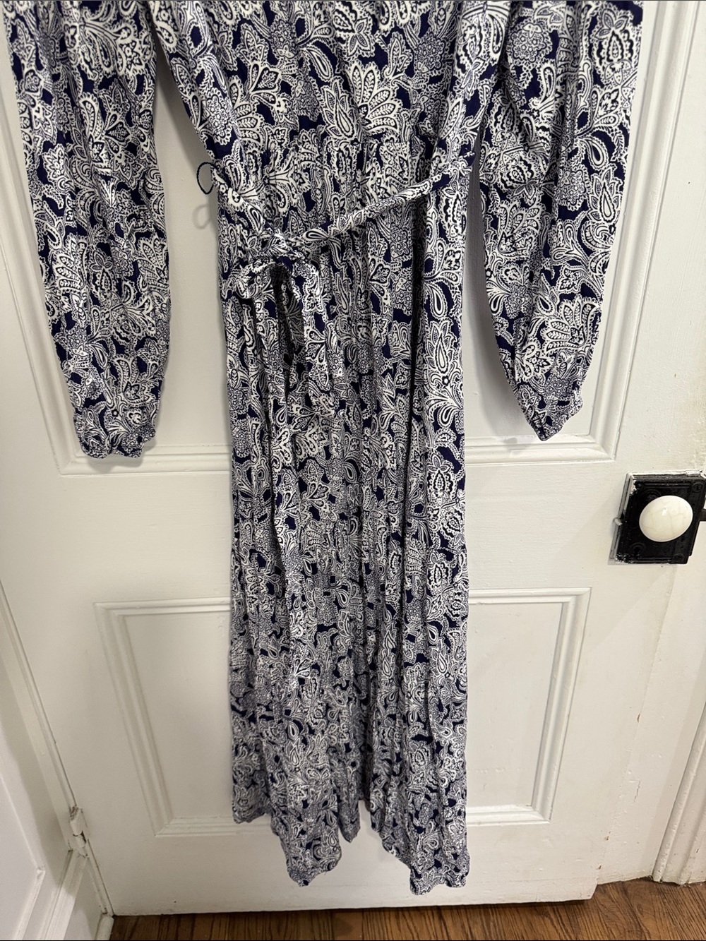 Boden Paisley Print Tiered Long Sleeve Wrap Dress - Picture 4 of 5
